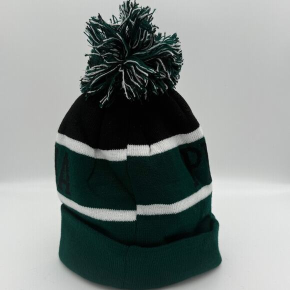 NWT Philadelphia Eagles NFL Pom Beanie Hat Knit Winter Cap Cuffed Green Black - Picture 2 of 4